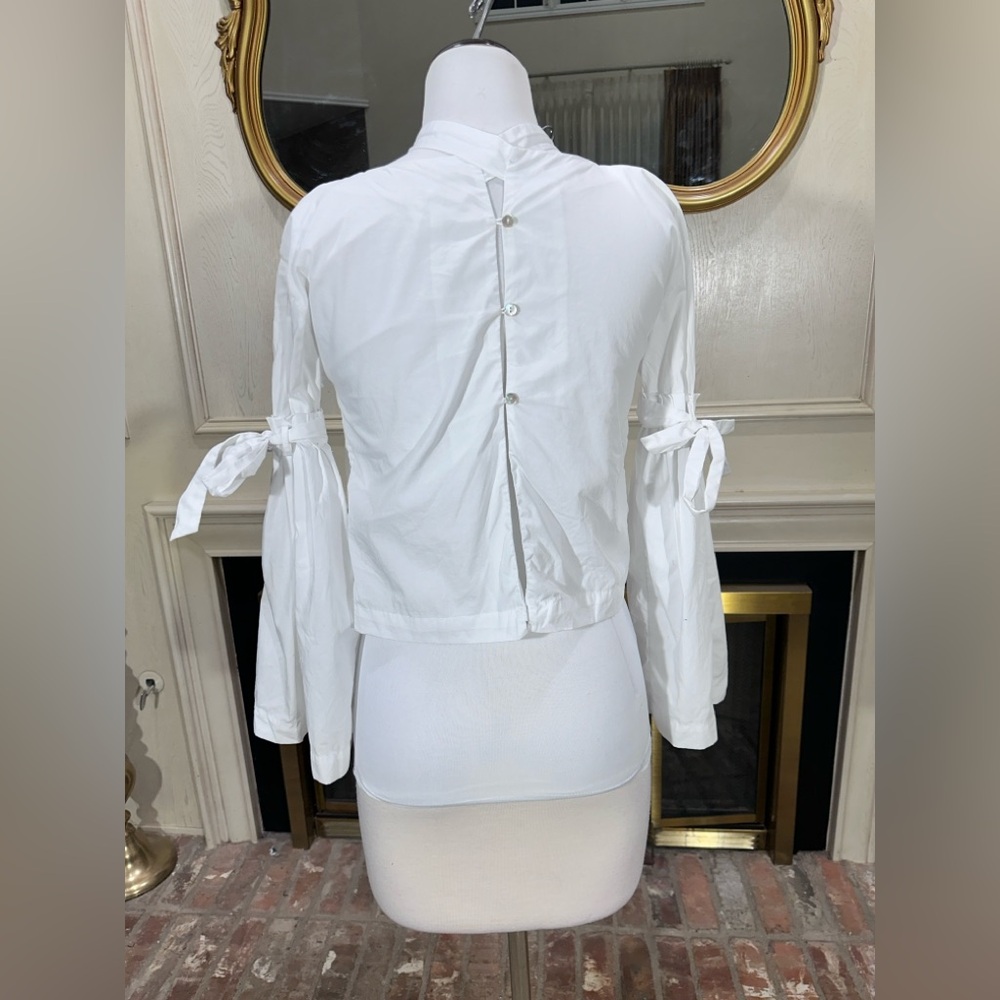 Free People So Obviously Yours White Bell Sleeve Cotton Top - Picture 7 of 12